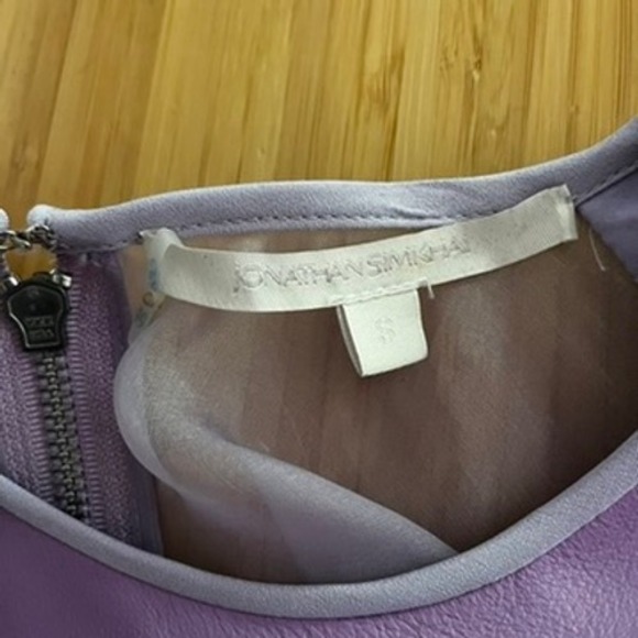 Jonathan Simkhai Leather and Silk Crew‎ Neck Sleeveless Blouse Purple size small - Picture 8 of 10